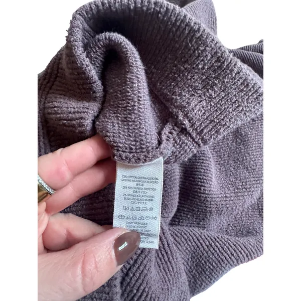 Free People Cowl Neck Tunic Sweater Medium Purple Oversized Knit Minimalist Boho - Image 4