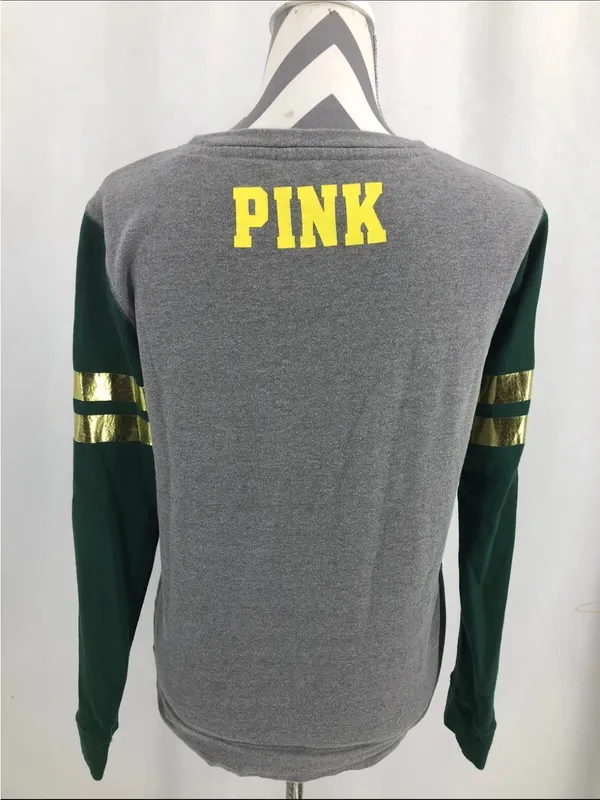 Victoria's Secret PINK 5th & Ocean Gray Green Fleece Sequin Oregon Duck Logo XS Y9 - Image 4