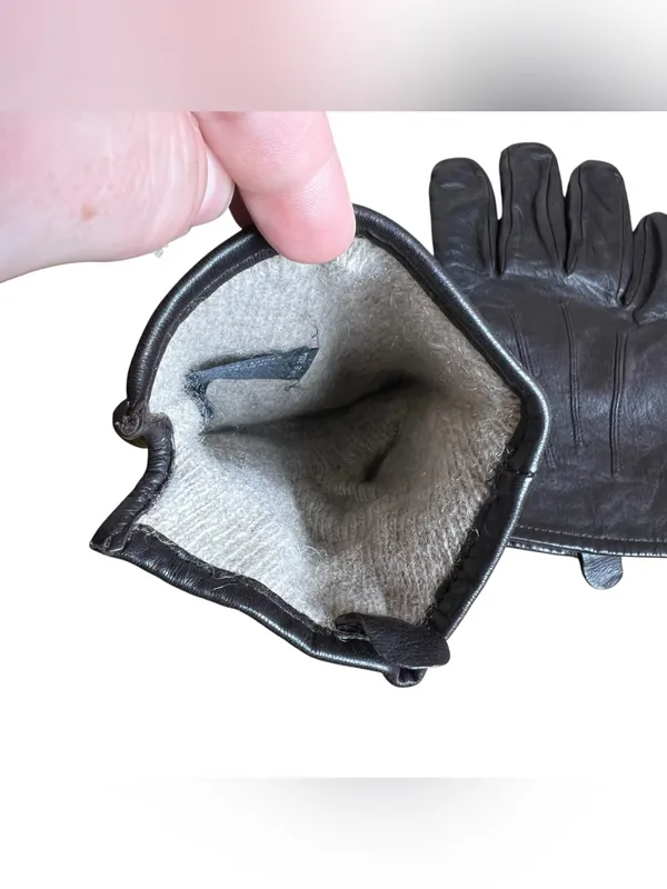 Leather Gloves Cashmere Lined Women’s Dark Brown Size Medium Short Length Soft - Image 5
