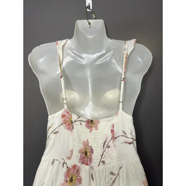 Kimchi Blue Romper Womens Medium White Floral Smocked Double Strap Boho - Image 8