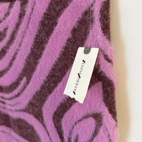 Anthropologie‎ Skirt Fuzzy Rib Trim Waist Pink Wine Size Medium Funky Retro NWT - Image 6