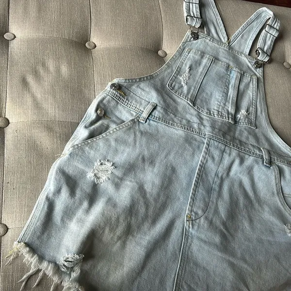 J.NNA‎ Denim Overall Mini Dress Size Small - Image 6