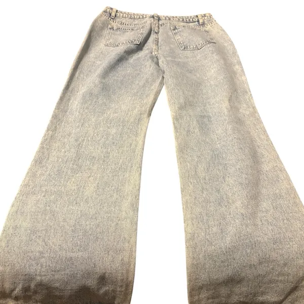 Light Blue Floral Distressed Wide Leg Jeans Size XL (29” Waist) - Image 9