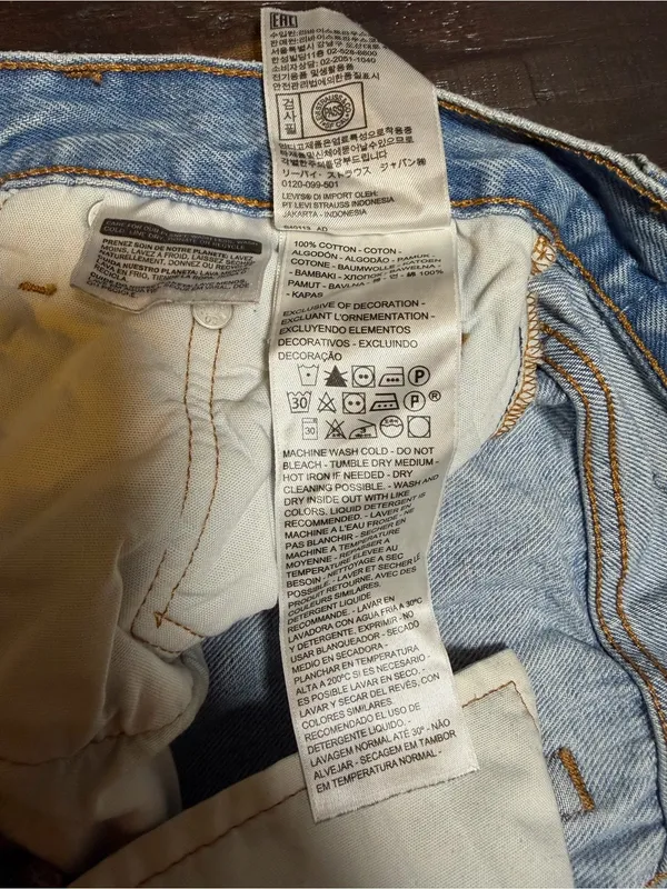 Levi’s 501 Straight Leg Distressed Light Wash Jeans High Rise Button Fly W25 L26 - Image 8