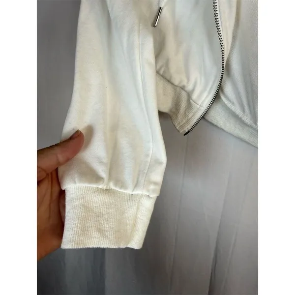 Brandy Melville ZAFUL Cropped Full Zip Hoodie Jacket Womens Size S White Casual - Image 3
