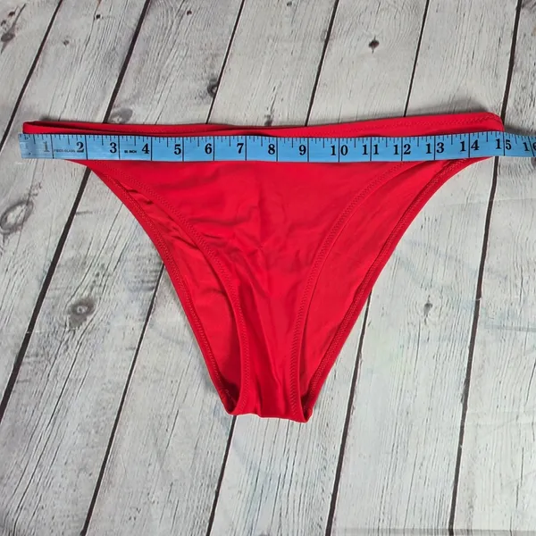 Aerie Red OG Cheeky Bikini Bottom Womens Medium NWT Solid‎ Low Rise Swimwear - Image 7