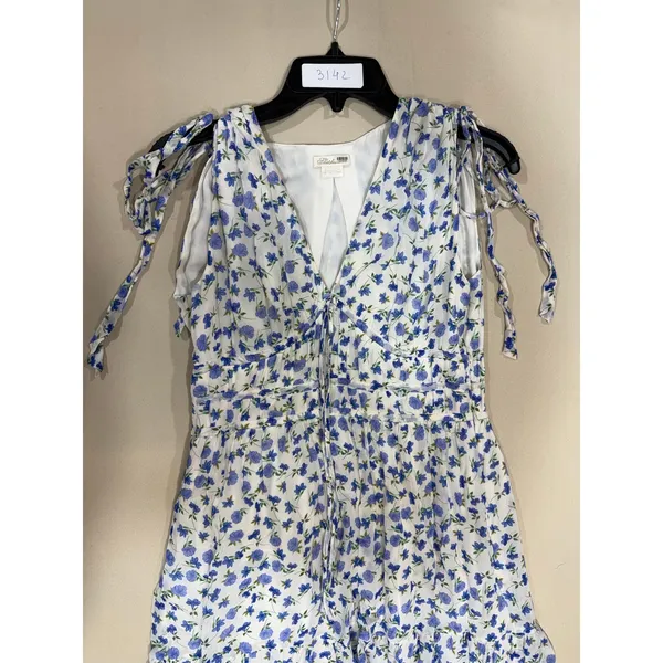 Shoshanna Helena Dress Blue Floral Sleeveless Lightweight Midi Size 2 - Image 3