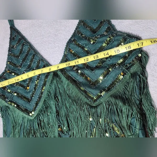 BABEYOND NWT 1920s Green Sequin Fringe Flapper Gatsby Party Dress Size M - Image 5