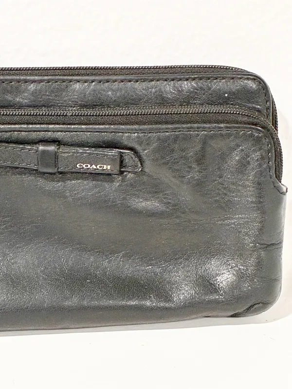 Vintage Coach Leather Signature Black Clutch Wristlet - Image 2