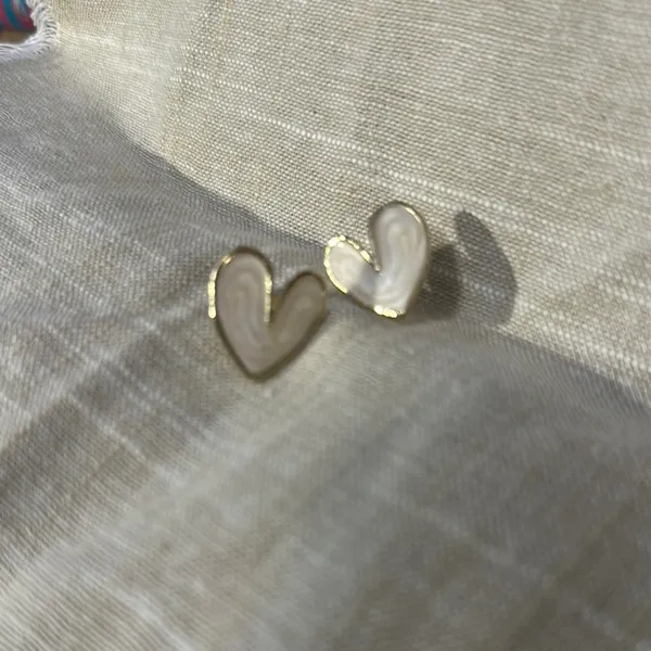Gold and white enamel earrings - Image 6