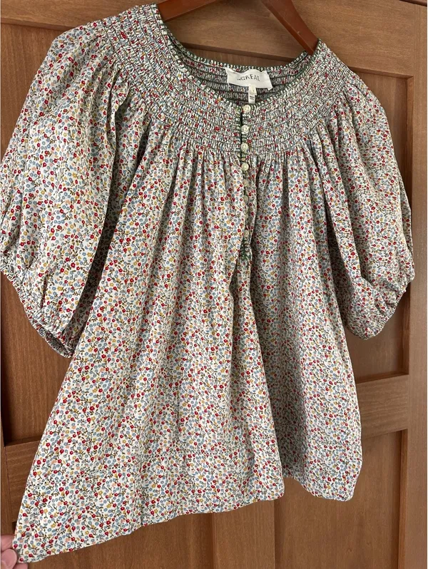 The GREAT. The Honey Top in Cream Mini WildFlower Print Women’s size 1 Small - Image 9