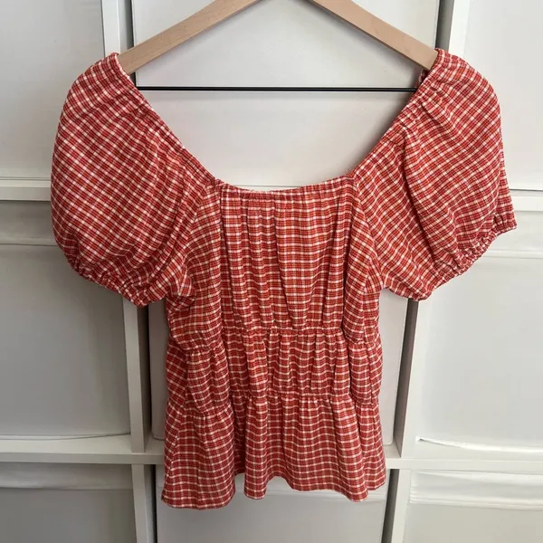 Madewell Gingham Puff Sleeve Blouse - Image 3