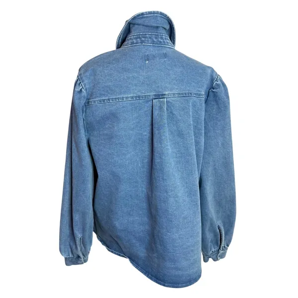 Coastal Cowgirl Western Puff Sleeve‎ Denim Shirt Jacket Womens XL BOHO Shacket - Image 3