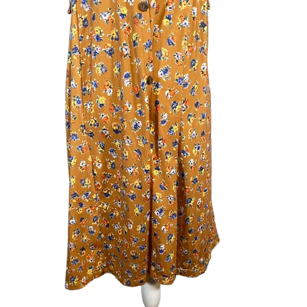 ASOS Tan Floral Front Slit Strapless Summer Dress Convertible Skirt Women Sz 4 - Image 4