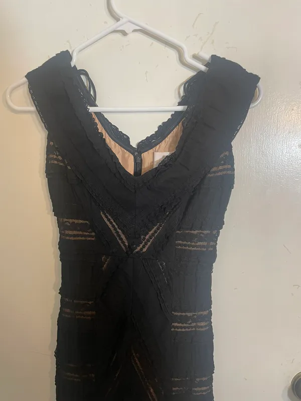Black Lace Mini Dress - Image 2