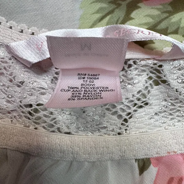 Y2K Victoria's Secret Pink Floral Rose Lace Babydoll Tank Sleepwear Medium 2002‎ - Image 7