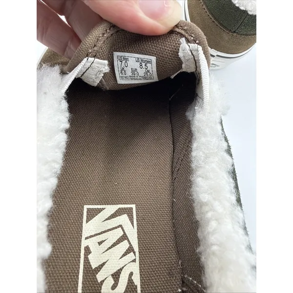 Vans Classic Slip-On Sherpa Kangaroo Women's 8.5 Men's 7 Brown Sneakers - Image 6