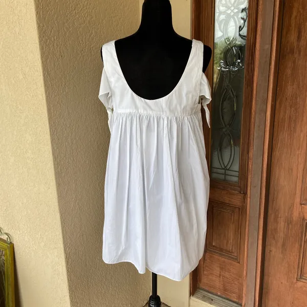 Trafaluc Collection Womens Dress Size M Zara White Poplin Bow Sleeve‎ Mini NEW - Image 7