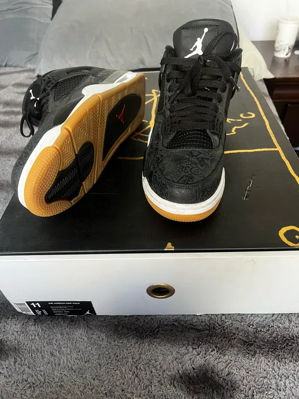 Laser Black Jordan 4 Retro Sneakers - Image 3