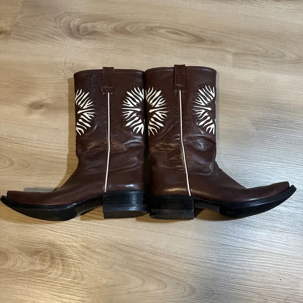 Bye Mexicana Boots Brown 8.5 Women Sun Inlay Western Cowboy Leather Boots 39 - Image 13