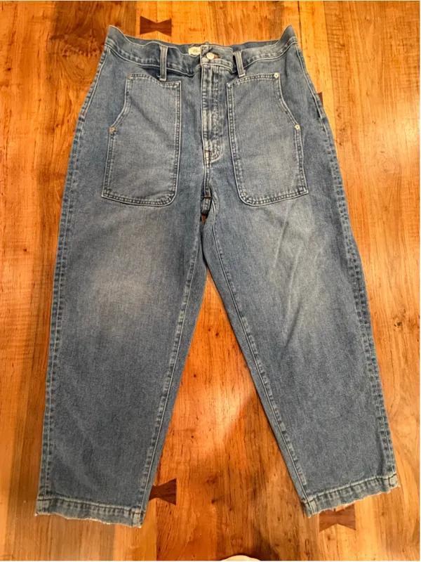 Madewell Balloon Jeans High Rise Wide Leg Utility Pocket Ankle Denim Pants Size - Image 4