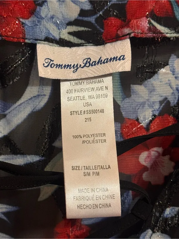 Tommy Bahama Midnight‎ Orchid Floral Lace-Up Swim Cover Up S/M - Image 2