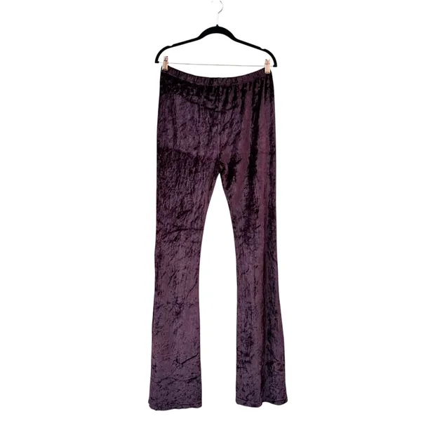 RAGA Wine Nights Dark Maroon Velvet Flare Leg Bell Bottom Pants NWT Large - Image 2