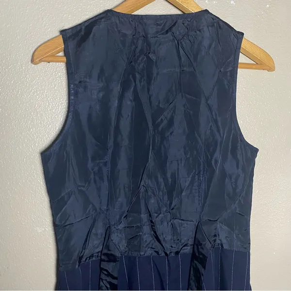 A Byer California navy blue pinstripe tailored mini vest dress v neck 90s size 5 - Image 5
