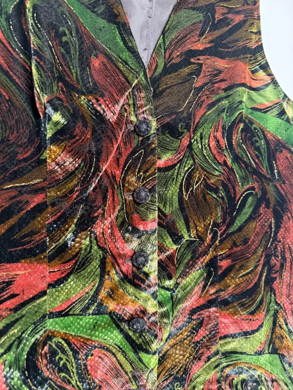 Velvet MultiColor Long Vest Vintage 90s - Image 5
