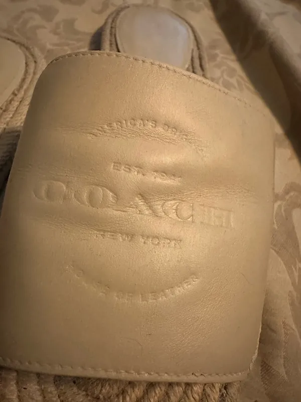 Coach Cailin Leather Espadrille Slides ☀️Size 8.5 | Cream / Beige | Excellent Condition - Image 3