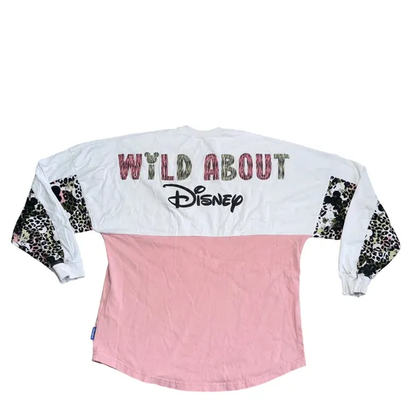 Disney Spirit Jersey Women Pink White Leopard Print Excellent Wild About Disney - Image 3