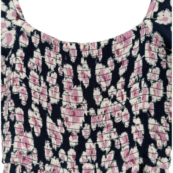Abercrombie & Fitch Womens Floral Smocked Puff Sleeve Tiered Midi Dress Sz Small - Image 6