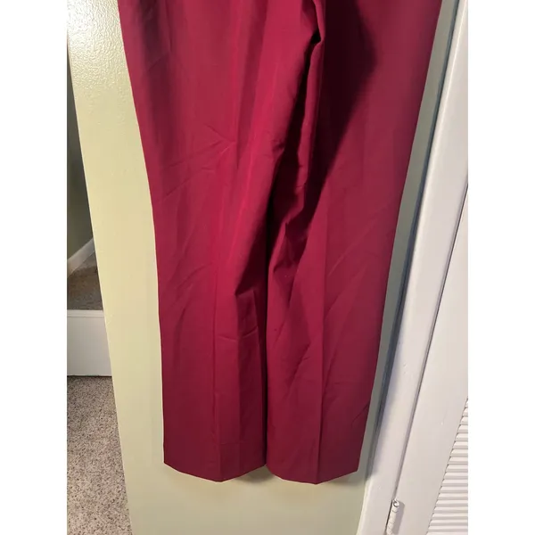 Worthington Women's Size 10 Wide Leg Dress Pant Trousers Burgundy Red High Rise - Image 9