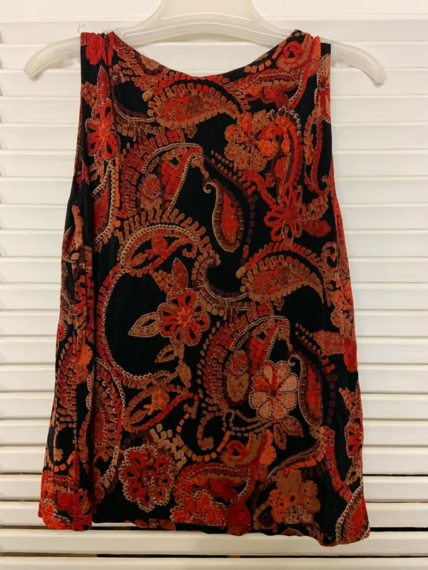 Notations MD Floral Orange Red Tank Top Blouse - Image 2