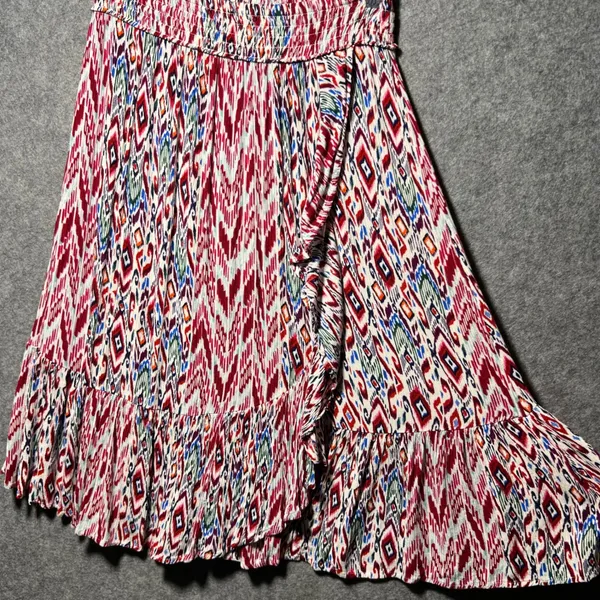 Westport Boho Ikat Print Tiered Ruffle Skirt Rayon Pull‎ On Midi Womens M - Image 3