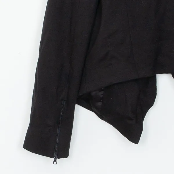Alice + Olivia Lamb Leather Trim Draped Blazer Jacket Black Womens Size S‎ - Image 8