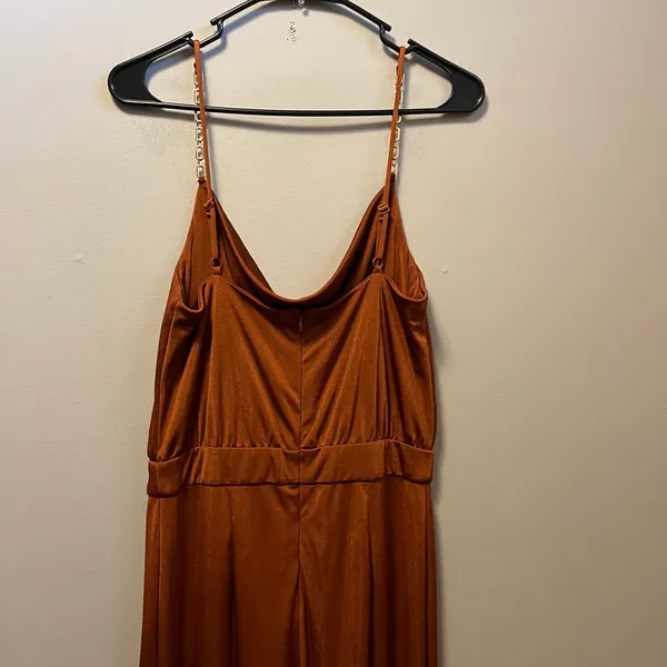 Jason Wu Emmett Burnt Orange Rhinestone Cowl‎ Neck Jumpsuit Size Medium - Image 7