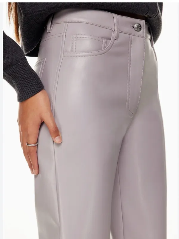 Aritzia Wilfred Melina Pants faux leather straight leg sz 6 new NWOT lavender - Image 2