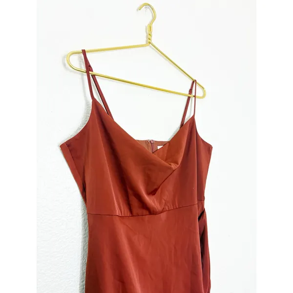 ShowPo Dazzling Lights Midi Dress Size 10 Satin Copper Rust - Image 8