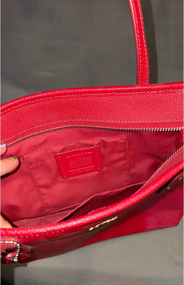 Red Leather Coach Bag - Image 3