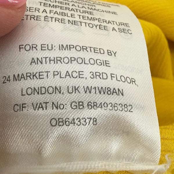 Anthropologie Maeve La Habana Gauze Midi Dress Medium Mango Yellow Smocked VNeck - Image 10