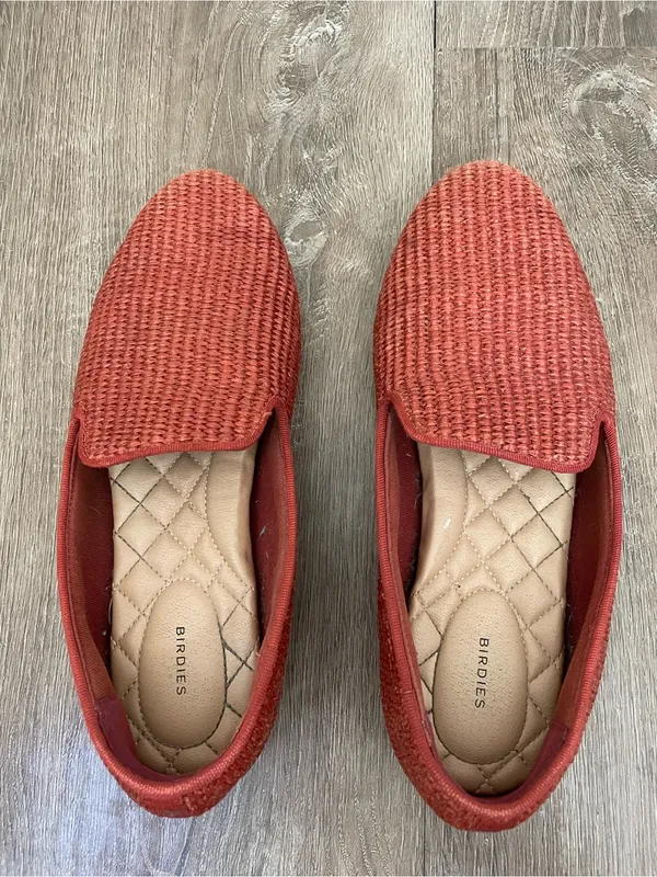 Birdies The Starling Raffia Loafer Flats Size 7.5 Red Rust Orange Slip On Shoes - Image 5