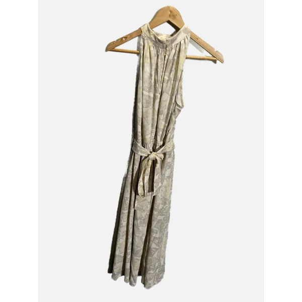 Prologue Midi Dress Womens Small Beige Floral Halter Neck Sleeveless Belted Boho - Image 4
