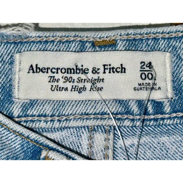 Abercrombie & Fitch The 90s Straight Ultra High Rise Blue Denim Jeans Size 24 00 - Image 3