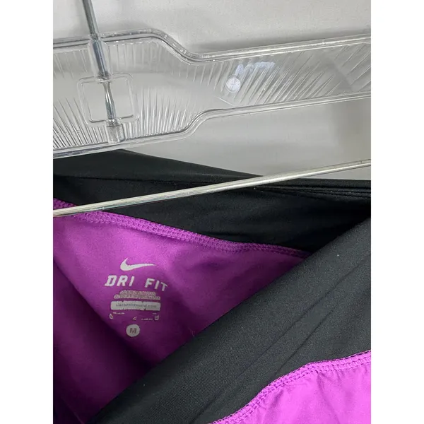 Nike Dri Fit Purple Black Running Shorts Womans Size Medium - Image 2