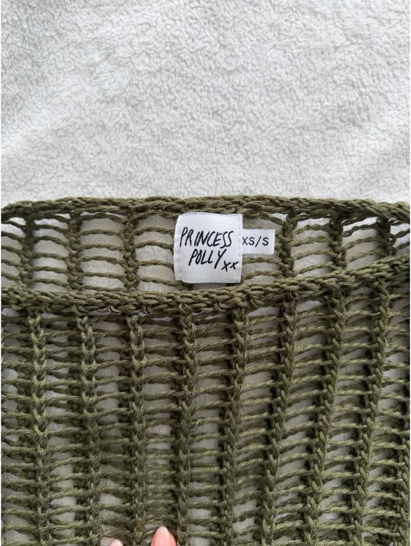 Princess Polly Kennedy Cropped Sweater Olive - Image 3