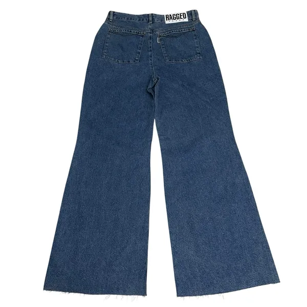 Ragged Jeans Womens‎ Size 32 (30) Cotton Wide Leg Raw Hem Denim Jeans High Rise - Image 4