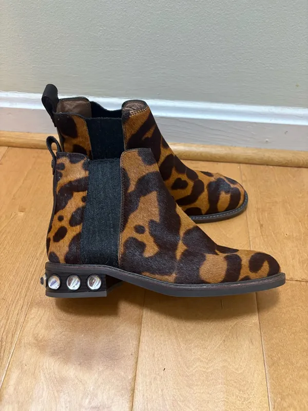Louise et Cie Venda Chelsea boots leopard calf leather sz 7 brown. - Image 2