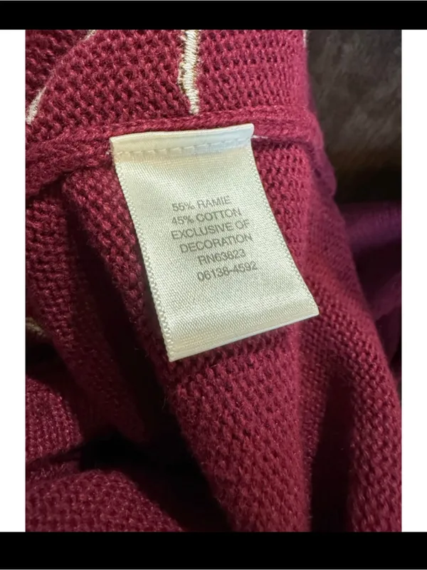 Christopher & Banks Maroon V-Neck Button Cardigan with Autumn Leaf Embroidery - Image 7