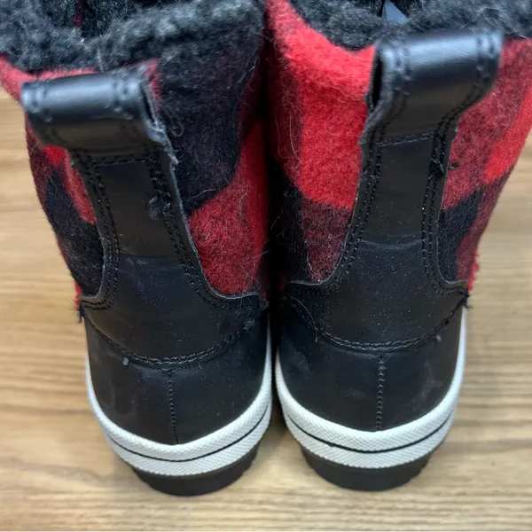 Madden Girl Chill Black and Red Buffalo Check Plaid Winter Rain Duck Boots - Image 5